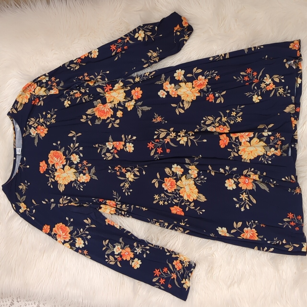 Old Navy Blue and Orange Floral Dress
